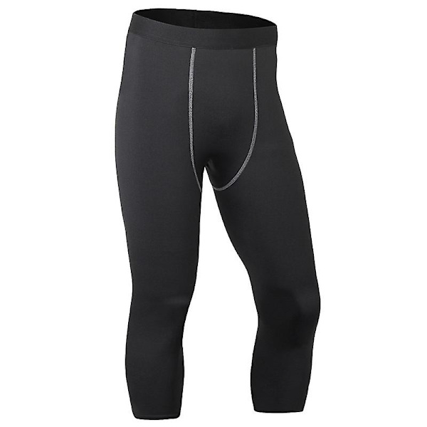 Träningsleggings för män Kompression Baslager Löpartights 3/4 Tränings Fitness Byxor Black M