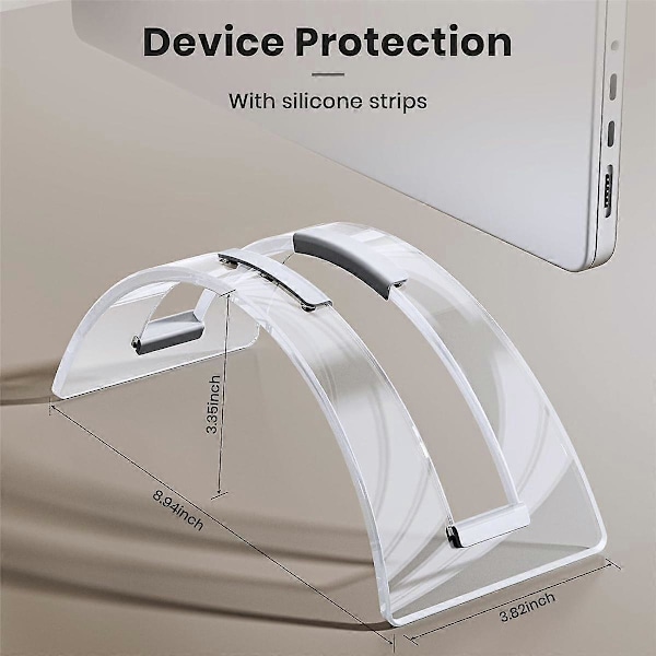 Akryl Lodret Laptop Stand til Skrivebord, Akryl Usynlig Desktop Notebook Dock, Lodret Laptop Holder Organizer