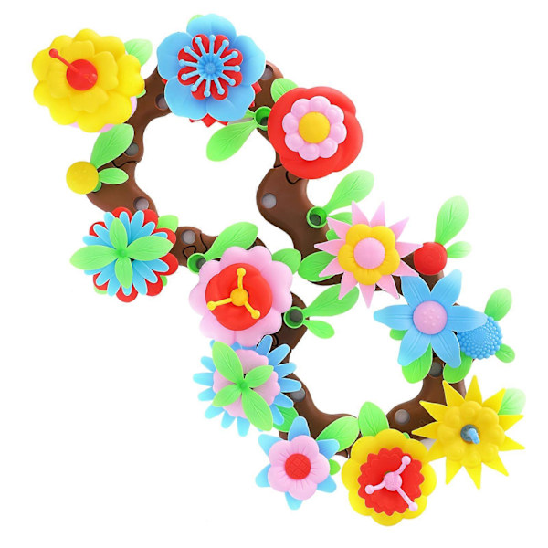 Blomsterträdgård Byggklossar Set DIY Blomstermonteringsleksak Barn Pedagogisk Leksak