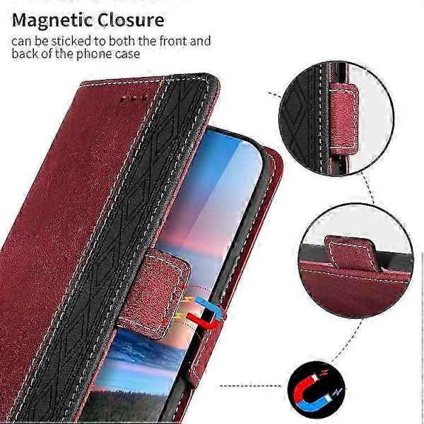 Til Samsung Galaxy S10 Syning Side-Magnetisk RFID Læder Telefon Cover P202112248 Red