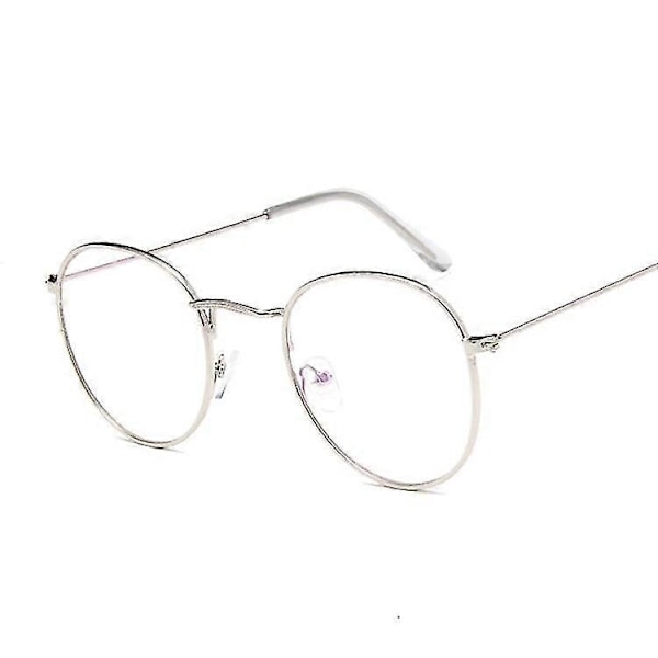 Ny Vintage Runde Briller Innfatning Dame Metall Liten Sirkelform Briller Klare Optiske Briller Transparent Linse Brille Gafas Silver Trans
