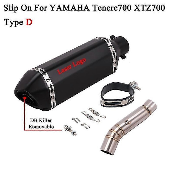 Yamaha Tenere700 Tenere 700 Xtz700 2019-2022 moottoripyörän pakoputkisto, muokkaa keskimmäistä linkkiputkea, Moto äänenvaimennin Db Kille Type C