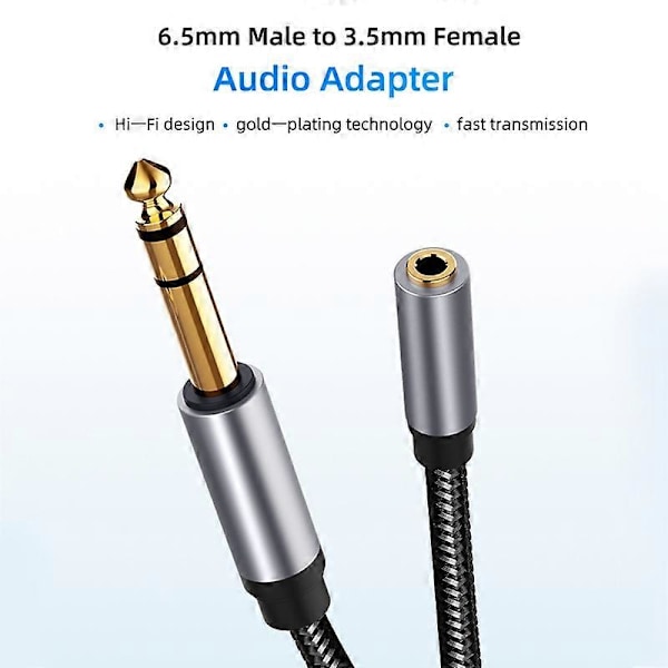 Ljudkabel Guldpläterad Professionell HiFi-ljud Hög Hastighet Brett Kompatibel Stabil Utgång Flätad 6,5 mm Hane till 3,5 mm Hona Inspelningsadapter Kabel A
