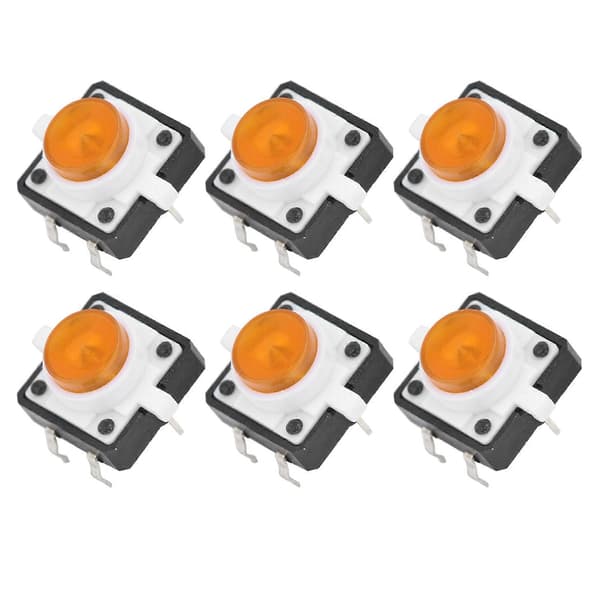 20 STK 12x12x7.3mm Taktil Trykknap Switch LED Momentær Taktil Trykknap Switch Gul