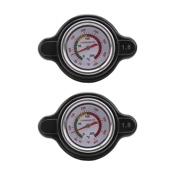 2 stk. Højtryks Radiatorhætte med Temperaturmåler 1.8 Bar Radiatorhætte 25.6Psi til