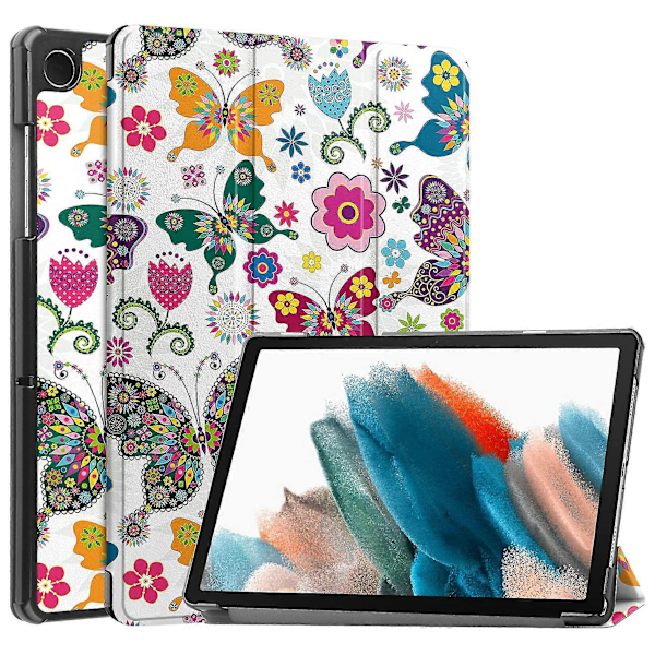 Samsung Galaxy Tab A9+ Kolmitaitettava Jalustallinen Tablettikotelo PU-nahkaa Kuvioitu Älykäs Suojakuori Butterflies