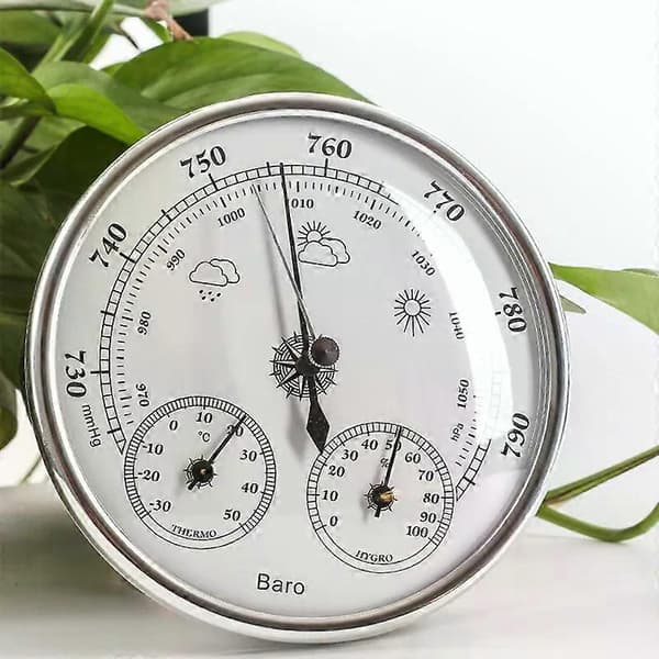 Analog Termometer, Hygrometer och Barometer för Atmosfärstryck, 130 mm, med Ram