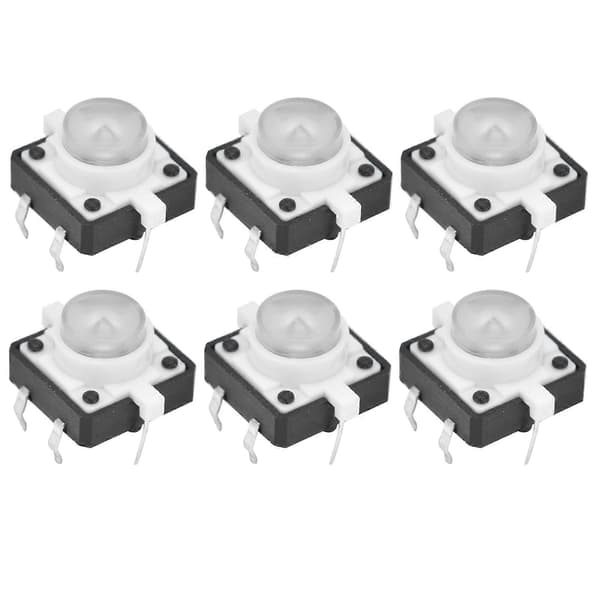 20 st 12x12x7,3 mm Taktil Tryckknappsbrytare LED Momentär Taktil Tryckknappsbrytare Vit