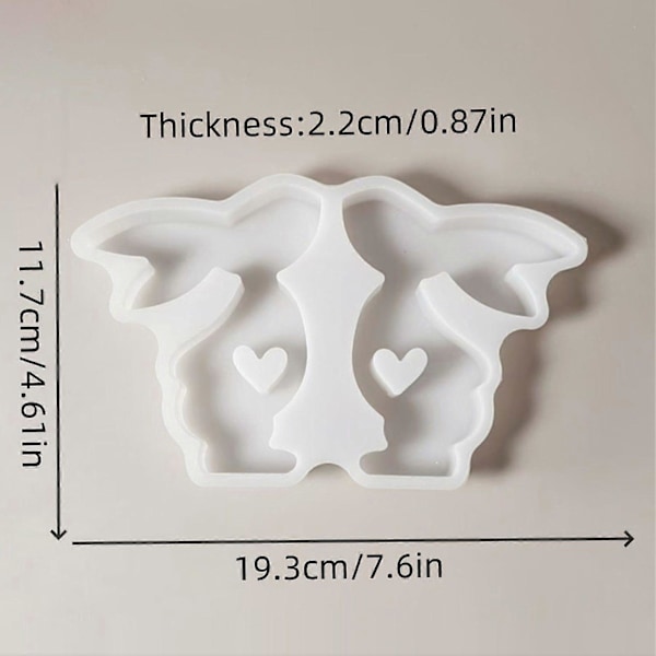 Påske Kyssende Kanin Silikonform DIY Kjærlighet Kanin Skilt Ornament Form Håndlaget Dekorasjon Håndverk Laging Epoksy Resin Støpeform
