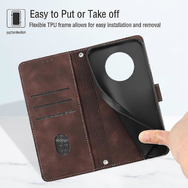 For Honor Magic 5 Lite 5g /x9a 5g/x40 5g Telefon Cover Flip Stand Læder Wallet Stødsikkert Cover Brown