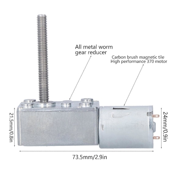 JGY?370 DC 24V Kierteissvaihteinen moottori, suuri vääntömomentti, itselukittuva turbiinivaihde DIY-malleille 30RPM