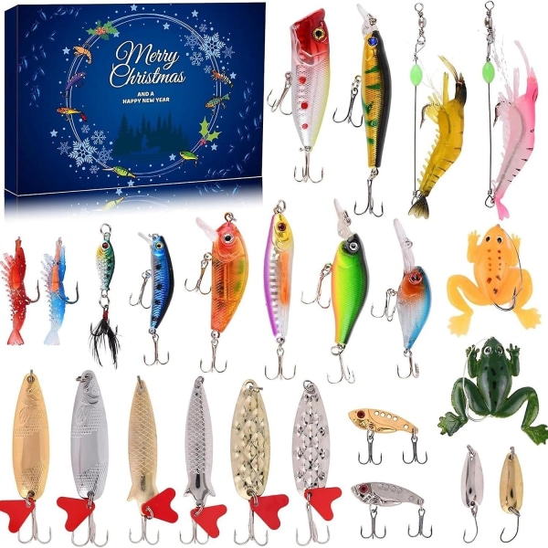 24 Days Fishing Lure Kit 2023 Julöverraskningspresent adventskalender style 1