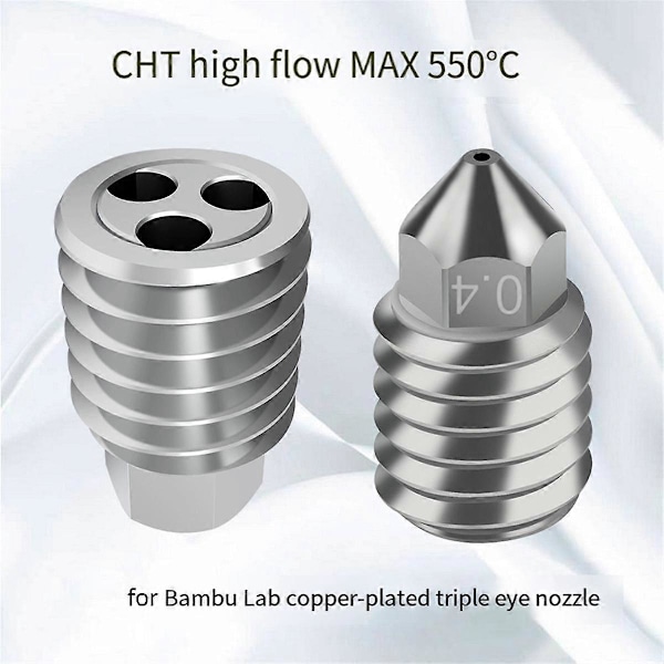 För X1 X1C P1S P1P Kopparpläterat Munstycke Högt Flöde CHT Munstycke 3D-skrivartillbehör 0.2mm