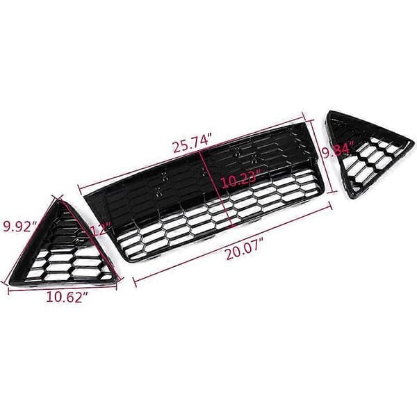 3 stk. bil honeycomb frontkofanger nedre grillgitre til Focus 2012 2013 2014