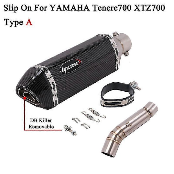 Yamaha Tenere700 Tenere 700 Xtz700 2019-2022 moottoripyörän pakoputkisto, muokkaa keskimmäistä linkkiputkea, Moto äänenvaimennin Db Kille Type A