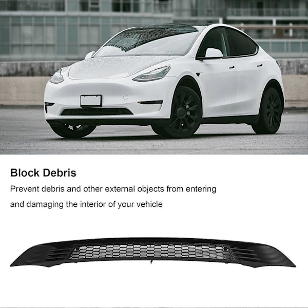Front Grill Mesh Bumper ABS Rustfritt Stål Øker Luftstrømmen Luftventil Deksel Erstatning for Tesla Model Y 2019 til 2023