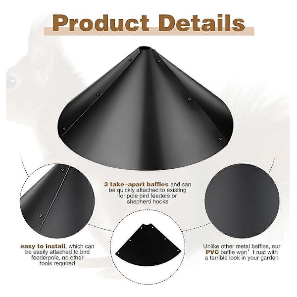 2-pack 48 cm Vikbar Ekorrbaffel för Fågelmatarstång, Ekorrskydd för Fågelmatare