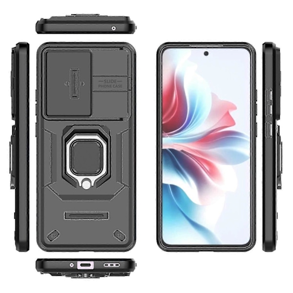 Skal med Ringstöd och Skjutbart Kameraskydd för Oppo Reno11 F 5G - Lila Black