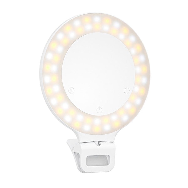 Selfie-valo LED-videovalo puhelimelle/kannettavalle, kannettava klipsikiinnitteinen kameralamppu himmennettävällä 3500-8000K matkustusvalorenkaalla