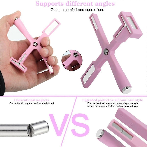 Nagelmagnetset, 5 i 1 Multifunktionella Nagelmagnetpennor med Silikonskyddsfodral, Magnetisk Nagelack Magnetstav A