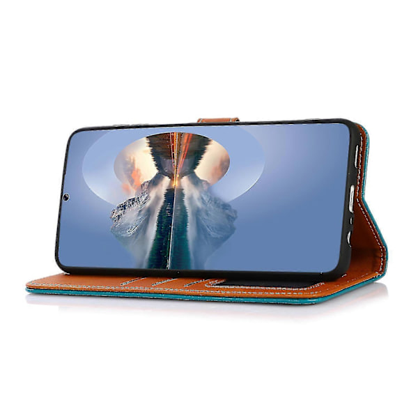 Khazneh Fodral för Honor Magic 5 Lite 5g /x9a 5g / X40 5g Guldknapp PU Läder Kohud Textur Telefonställ Plånboksfodral Blue