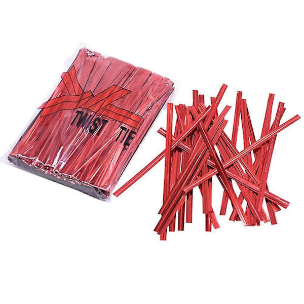 760 stk. Bagepose Twist Ties Pakkesnor Dessert Opbevaringspose Emballagestrop Red