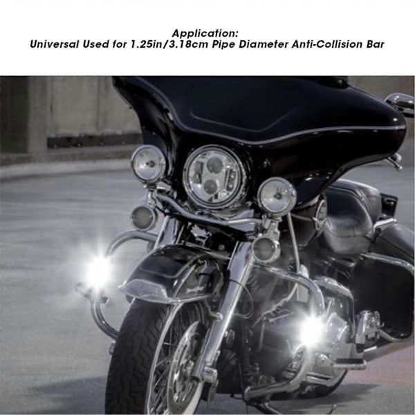2 ST Motorcykel Highway Bar Lampa Krompläterad Universal för 1.25in Rördiameter Anti-kollisionsrör