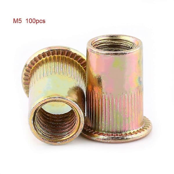 M3-M12 Karbonstål Flat Gjenget Rivmutter Flens Rivmutter Mutterinnfesting (M5x100stk)