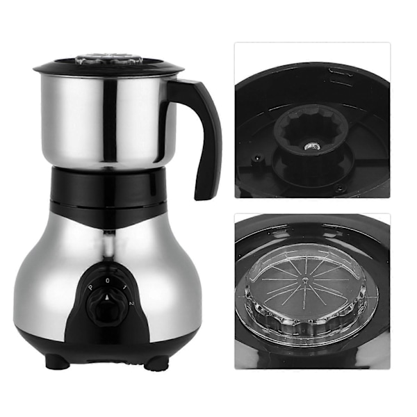 Elektrisk kaffekvern i rustfritt stål, elektrisk kaffemølle for kaffebønner, krydder, nøtter, frokostblandinger 300W