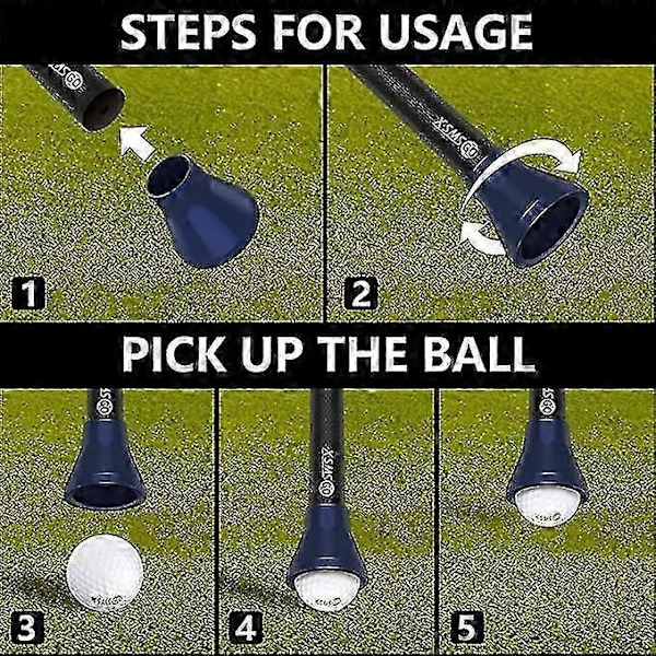 3 stk. Golfboldopsamler, Golfbold Pick-up Sugekop, Golfbold Griber Sugekop Til Putters Og Golfspillere Dark blue