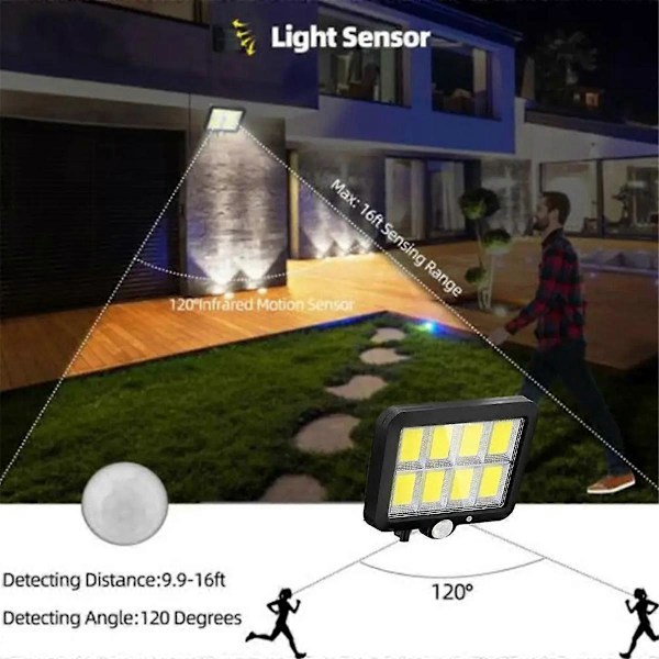LED Aurinkokenno Seinävalaisin 3 Tilaa Vedenpitävä Liiketunnistinvalaisimet Puutarhakatuvalaistus Aurinkokennovalaisin Puutarhaturvallisuuteen B