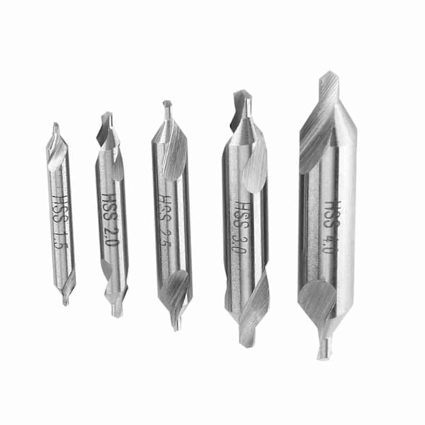 5 stk. HSS Centerbor Sæt 60 Graders Vinkel 1.5/2/2.5/3/4mm