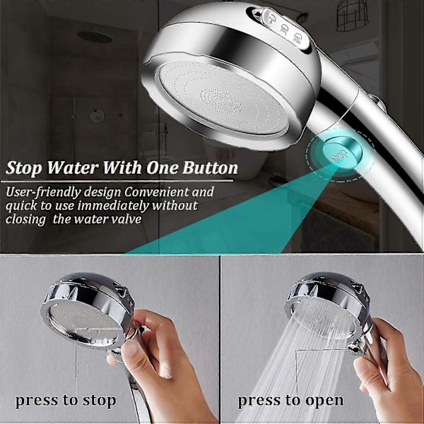 Tizzy Brusehoved, Newday Håndbrusehoved Brusehoved Højtryks Eco Shower Spa Brusehoved I Badeværelse, Massage Spray Håndbruser 3 Modes Vand S