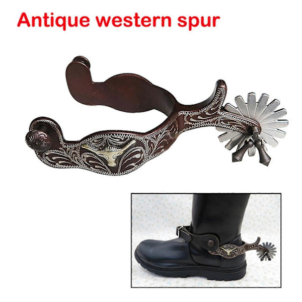 2x Hestesporer Anti-Rust Western Style Spore Til Konkurrenceudstyr Mænd Sølv Brown