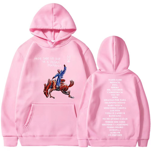 Ny Bad Bunny ny album Nadie Sabe Lo Que Va a Pasar Manana tröja perifer hoodie pink S