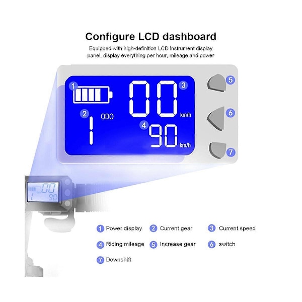 36V 350W Vikbar Scooter Controller Kit Elektrisk Scooter Controller LCD-display Broms Gasreglage Set