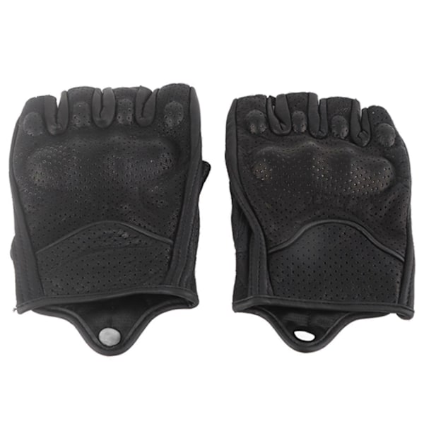 Halvfinger Motorcykelhandskar Läder Andningsbara Anti-Slip Skyddande Ridning Cykling Handskar XL