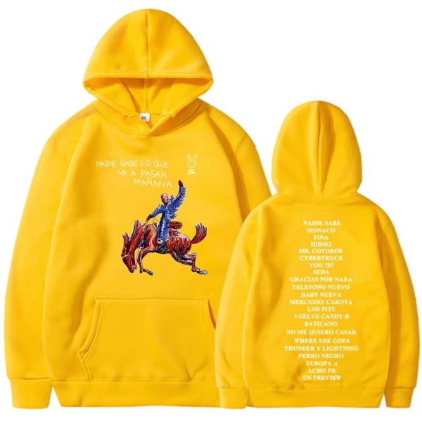 Ny Bad Bunny ny album Nadie Sabe Lo Que Va a Pasar Manana tröja perifer hoodie yellow S
