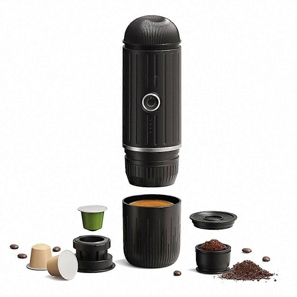 Ny Mini Kapsel Kaffepulver Dobbeltformål Bærbar Elektrisk Semi-Automatisk Bil Håndholdt Opvarmet Espressomaskine, Sort