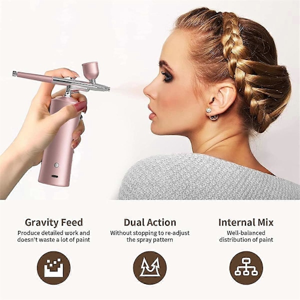 AirBrush-sarja johdottomalla kompressorilla meikkiin, mallimaalaukseen, kynsitaiteeseen, kakkukoristeluun ja parturiin B
