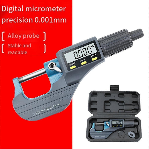 Digital Mikrometer, Professionelle Tomme/Metriske Måleværktøjer 0,00005 tommer/0,001 mm Opløsning Tykkelsesmåler