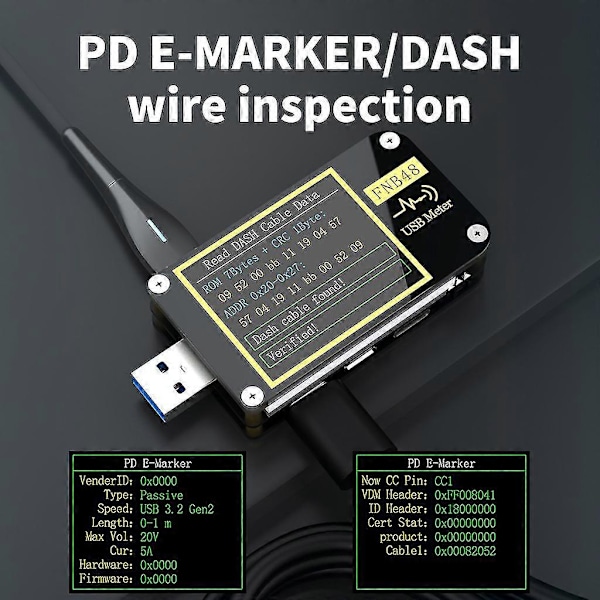 Pocket USB-testare Spänning & Strömtestare USB C Multimeter Snabbladdning