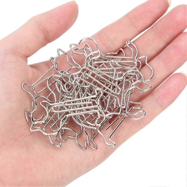 20 STK Mini Jern Papirclips Sølv Hundeform Bogmærke Fil Notesbog Klips Kontorartikler