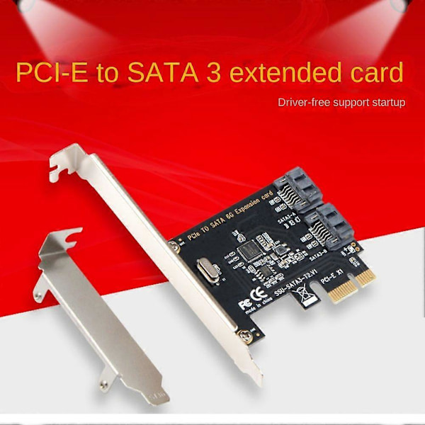 PCIE til SATA-kort PCI-E Adapter PCI til SATA3.0 Konverter 2-Port SATA III 6G Utvidelseskontroller Ca