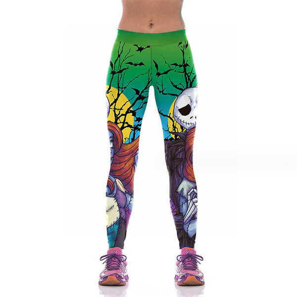 Högmidjade leggings för kvinnor med print Mjuka fula atletiska stretchiga modebyxor för fester style 3 L