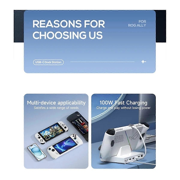 Ally//Switch/OLED-telakka 6-in-1 universaali telakointiasema 4K 2.5G RJ45 100W PD RGB-valokeskittimellä (B)