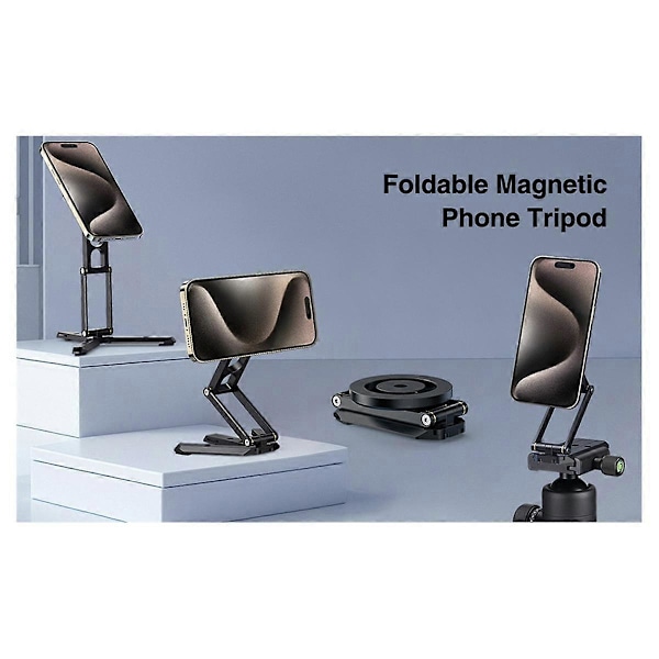 Vikbart Magnetiskt Tripod Telefonstativ Smartphone Skrivbordshållare för 15 14 13 12 Magnetstativ