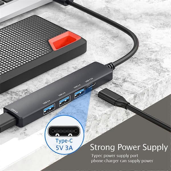 5-i-1 USB Docking Station USB Hub PD 100W 4K 30Hz USB 3.0 USB2.0 USB C HUB Splitter til PC Laptop Computer USB Hub