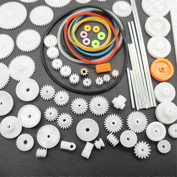 82 STK./Sæt Gearpakke Kit DIY Gear Sortiment Tilbehørssæt til Legetøjsmotorbil Robot Diverse Gear Akselrem Bøsninger