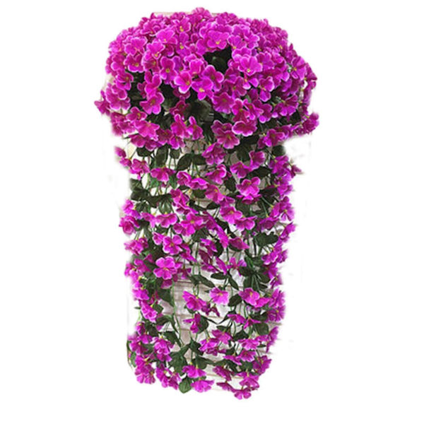 Konstgjord Falsk Hängande Blommor Vinranka Växt Hem Trädgård Dekor Inomhus Utomhus Parti Gåva Purple